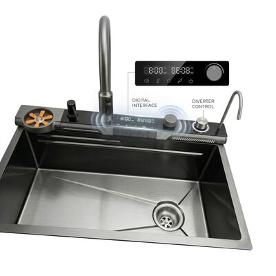Prezzo buono 32 Inch Drop-In Double Bowl Kitchen Sink SUS304 20 Gauge with Glass Cover in linea