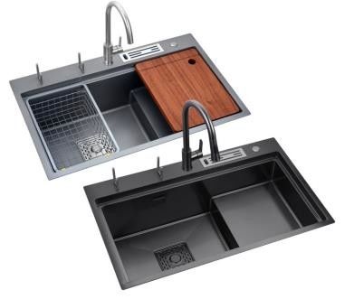 Smart Black Nano Whale Waterfall Single-Slot Honeycomb Wash Basin Lavabo doppio vaschino lavandino cucina macchina vasche grandi