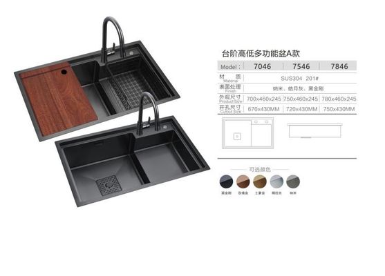 Smart Black Nano Whale Waterfall Single-Slot Honeycomb Wash Basin Lavabo doppio vaschino lavandino cucina macchina vasche grandi