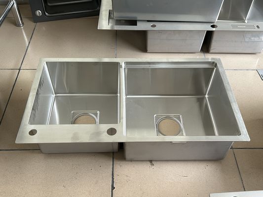 Prezzo buono Lavello a doppia vasca in acciaio inossidabile spesso di alta qualità in linea