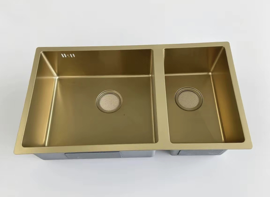 Lavello in acciaio inossidabile a doppia vasca dorato – Antimacchia, resistente, ideale per cucine moderne