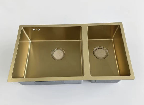 Prezzo buono Lavello in acciaio inossidabile a doppia vasca dorato – Antimacchia, resistente, ideale per cucine moderne in linea