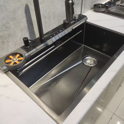 Prezzo buono Lavabo di cucina in acciaio inossidabile nero doppio vassoio Lavabo di cucina in acciaio nero doppio vassoio Lavabo di cucina in acciaio inossidabile misura in acciaio disponibile profondità di vasca disponibile prova di ruggine e resistente alla corrosione in linea