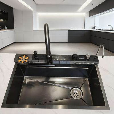 Prezzo buono Lavello da cucina a incasso / da appoggio in acciaio inossidabile da 800 mm con rubinetto a collo d'oca alto | Profondità del bacino personalizzabile | Spessore dell'acciaio personalizzabile in linea