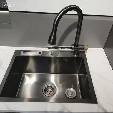 Set lavello da cucina in acciaio inossidabile ultraresistente con rubinetto integrato | Profondità del bacino personalizzabile disponibile | Spessore dell'acciaio personalizzabile disponibile