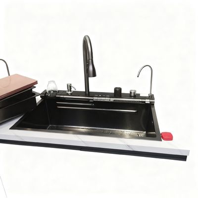 Lavatorio in acciaio inossidabile con rubinetto ad arco elevato