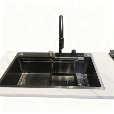 qualità 800mm Double-Bowl Stainless Steel Kitchen Sink Set con Rubinetto ad Alto Arco per Cucine Moderne. Disponibile una profondità di vasca personalizzata. Disponibile una misura di acciaio personalizzata. fabbrica