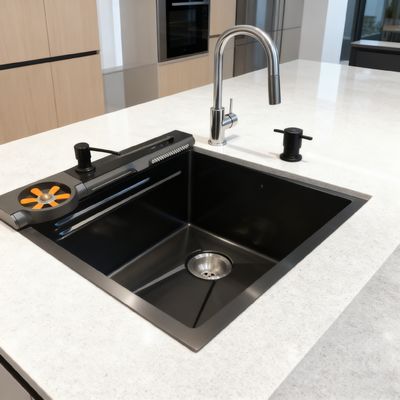 Set lavello da cucina in acciaio inox a due vasche da 800 mm con rubinetto ad arco alto e 1 anno di garanzia per cucine moderne