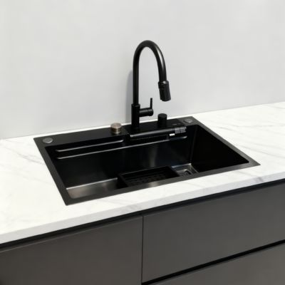 qualità Lavello da Incasso / Sottopiano Lavello da Cucina Artigianale in Acciaio Inossidabile 304 Singolo - Finitura Spazzolata Lucidato a Mano | Profondità Vasca Personalizzabile Disponibile | Spessore Acciaio Personalizzabile Disponibile fabbrica