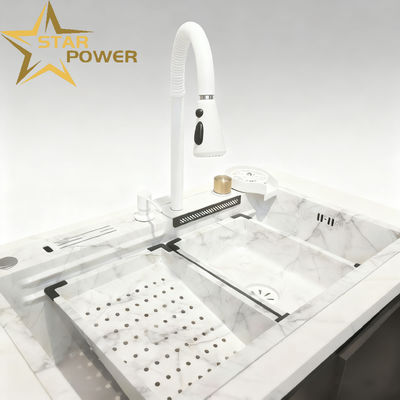 Prezzo buono Lavello da cucina personalizzabile in acciaio inossidabile con profondità vasca 250-300 mm e spessore pannello 1,2-1,5 mm o 1,8-2,0 mm in linea