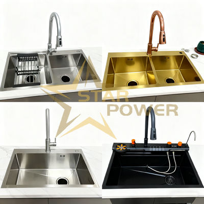 Prezzo buono Sink da cucina in acciaio inossidabile 304/316 di qualità superiore con profondità di scodella da 250 a 300 mm e spessore del pannello da 1,2-2,0 mm in linea
