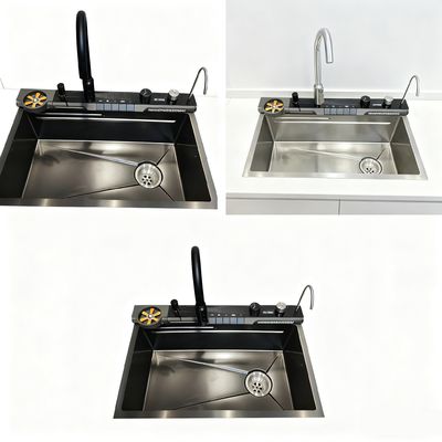 Prezzo buono Disegnatore Co-Branded lavandino in acciaio inossidabile spazzolato a mano con materiale di qualità alimentare 304/316 e bacino profondo 25-30cm in linea