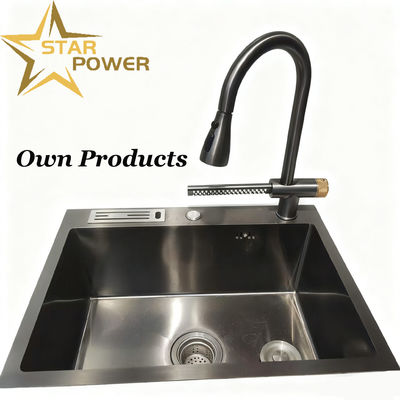 Customized Premium Cup Washer Integrated Hand-Polished 304/316 Stainless Steel Kitchen Sink with 250-300mm Bowl Depth and 1.2-2.0mm Panel Thickness