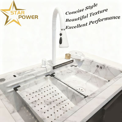 Prezzo buono Lavello da cucina artigianale in acciaio inossidabile con nano-rivestimento idrofobico autopulente e materiale alimentare 304/316 in linea