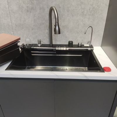 Prezzo buono Lavabo di cucina in acciaio inossidabile fatto a mano con lucidatura elettrolitica e antibatterici agli ioni d'argento per alimenti di grado 304/316 e ciotola approfondita (≥ 25 cm) in linea