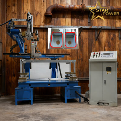 Macchina di saldatura automatica a quattro lati con sistema CNC PLC e servomotore di posizionamento per pannelli di utensili da cucina metallici