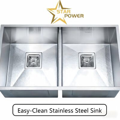 STAR POWER 304SS Premium spessito lavandino da cucina a doppia scodella artigianale con acciaio inossidabile per alimenti
