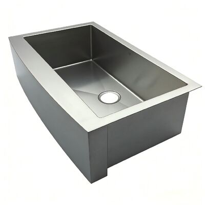European Style Curved Front Heavy Duty Single Bowl Farm Sink in 304 Stainless Steel for Kitchen