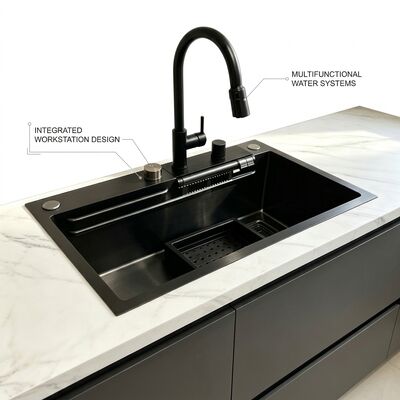 qualità Lavello da cucina a incasso / da appoggio in acciaio inossidabile SUS304, lavello da cucina a doppio vasca, finitura lucida, 700 mm, vasca extra profonda da 10 pollici | Profondità vasca personalizzabile disponibile | Spessore acciaio personalizzabile disponibile fabbrica