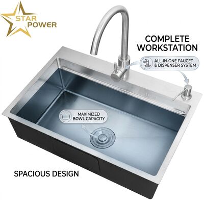 Prezzo buono 316 Acciaio inossidabile Equal Double Bowl Cucina Lavabo Nano-rivestito Drop-In 800mm 220mm Deep Basin in linea