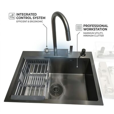 Prezzo buono Lavello da cucina sottopiano in acciaio inossidabile 316, lavello singolo con finitura spazzolata, profondità 800 mm, vasca profonda 220 mm | Profondità vasca personalizzabile disponibile | Spessore acciaio personalizzabile disponibile in linea