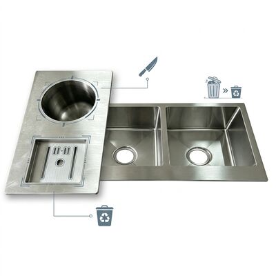 Prezzo buono Flusso di montaggio / inserimento Lavello di cucina 304 acciaio inossidabile vasca di cucina principale e ausiliaria vasca di cucina PVD gunmetal Flusso di montaggio 600mm vasca profonda di 9 pollici in linea
