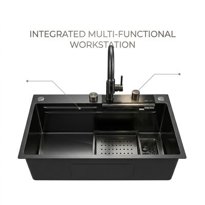 qualità Top Mount / Drop-in Cuisine Sink SUS304 Acciaio inossidabile uguale doppio vassoio cucina Sink nano-rivestito Drop-in 700mm 10 pollici vasca extra-profonda. fabbrica