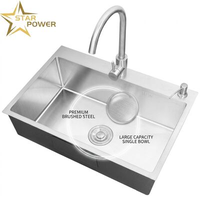 qualità Lavabo di cucina di grado alimentare 304 SS Lavabo da cucina a singola tazza cromato Lavabo di 900 mm 250 mm profondo vasca disponibile profondità di vasca personalizzata misura di acciaio personalizzata disponibile fabbrica