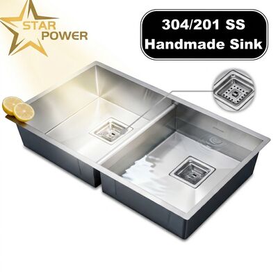 Prezzo buono Acciaio inossidabile 304 Equal Double Bowl Cucina Lavabo Nano-rivestito Drop-In 600mm 9 pollici profondità bacino in linea