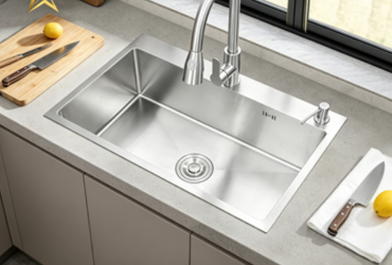 qualità Lavatorio da cucina in acciaio inossidabile 304 con finitura dorata e design a montaggio a scarico fabbrica