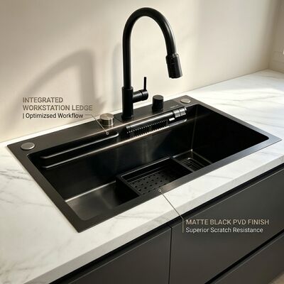 Qualità Chrome-Plated 316 Stainless Steel Single Bowl Kitchen Sink Undermount 800mm 220mm Deep Basin fabbrica