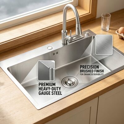 Prezzo buono Lavello da cucina professionale in acciaio inossidabile SUS304 per impieghi gravosi, vasca singola profonda 800 mm e 250 mm in linea