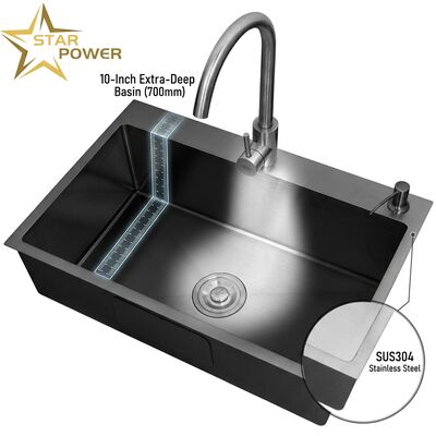 Prezzo buono 316 Acciaio inossidabile Equal Double Bowl Cucina Lavabo Nano-rivestito Drop-In 800mm 220mm Deep Basin in linea
