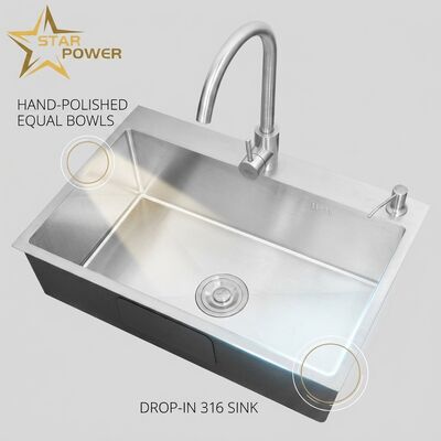 Prezzo buono SUS304 Acciaio inossidabile uguale doppio vassoio vasca da cucina lavandino lucidato a mano Drop-In 700mm 10 pollici vasca extra-profonda in linea