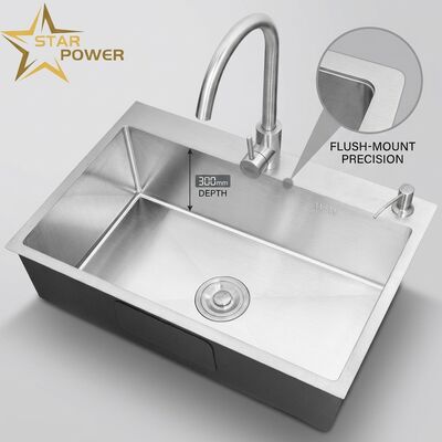 Qualità Cucina a scarico / Inserta Lavabo 18 calibri 304 SS Cucina a scarico con vasca principale e ausiliaria Cucina a scarico con vasca dorata 1000mm 300mm Extra-profonda vasca. fabbrica