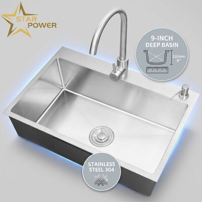Qualità Top Mount / Drop-in Cucina Lavello 304 Acciaio Inossidabile Doppio Bowl Cucina Lavello Superficie Matta Top-Mount 600mm 9-inch Deep Basin fabbrica