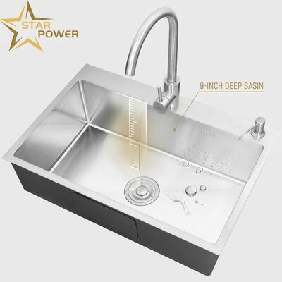 Prezzo buono Acciaio inossidabile 304 Equal Double Bowl Cucina Lavabo Nano-rivestito Drop-In 600mm 9 pollici profondità bacino in linea