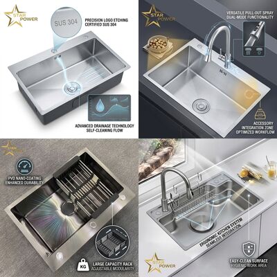Prezzo buono Scavo da cucina in acciaio inossidabile 304 a doppia tazza 33x22 pollici, 50/50 diviso, scaffale e filtro incorporati in linea