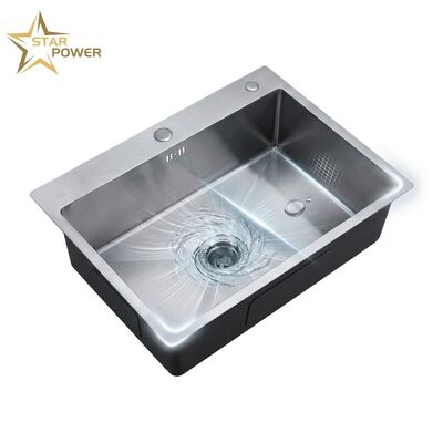 Qualità 16 Gauge 304 Stainless Steel Deep Single Bowl Kitchen Sink Drop-in 25x22 Inch 10 Inch Basin Brushed Finish fabbrica