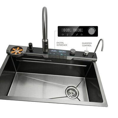 Qualità RV 24 Inch Drop-In Kitchen Sink SUS304 with Tempered Glass Cover Single Bowl fabbrica
