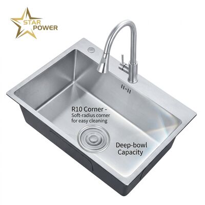 Qualità Nano Black 31x20 Undermount Handmade Kitchen Sink SUS304 Single Bowl 18 Gauge fabbrica