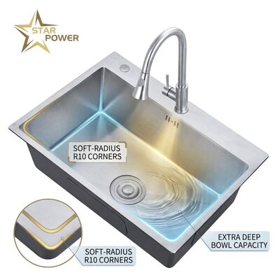 Prezzo buono 25 Inch Drop-In Laundry Utility Sink Single Bowl 20 Gauge with Overflow Drain in linea