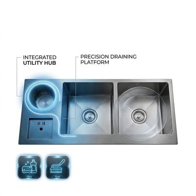 Prezzo buono 36 Inch PVD Gold Single Bowl Farmhouse Workstation Kitchen Sink SUS304 16 Gauge in linea