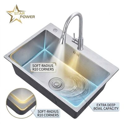 Prezzo buono 25 Inch Laundry Utility Sink SUS304 20 Gauge Deep Basin with Faucet Assembly in linea