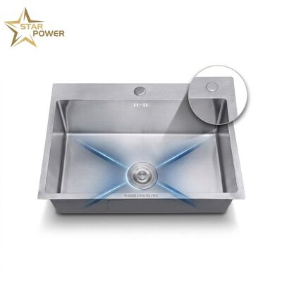 Prezzo buono 27 Inch Overmount Single Bowl Kitchen Sink SUS304 18 Gauge with Drainboard in linea