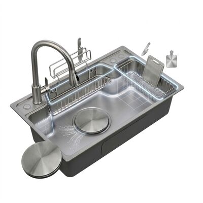 Qualità 30 Inch Farmhouse Apron Front Double Bowl Kitchen Sink 60/40 16 Gauge with Bottom Grids fabbrica