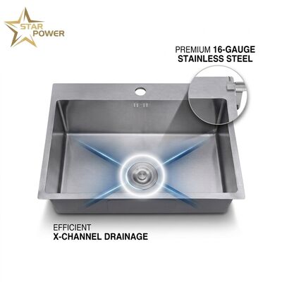 Qualità 23 Inch Undermount Single Bowl Kitchen Sink SUS304 18 Gauge Gunmetal PVD Finish fabbrica